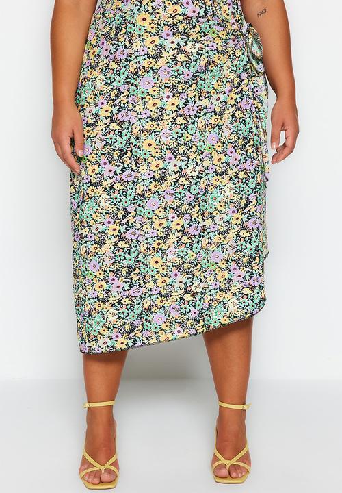 Trendyol - Plus wrap side tie skirt - multi