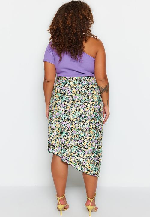 Trendyol - Plus wrap side tie skirt - multi