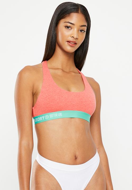 Superdry. - Offset logo crop bralette - coral 