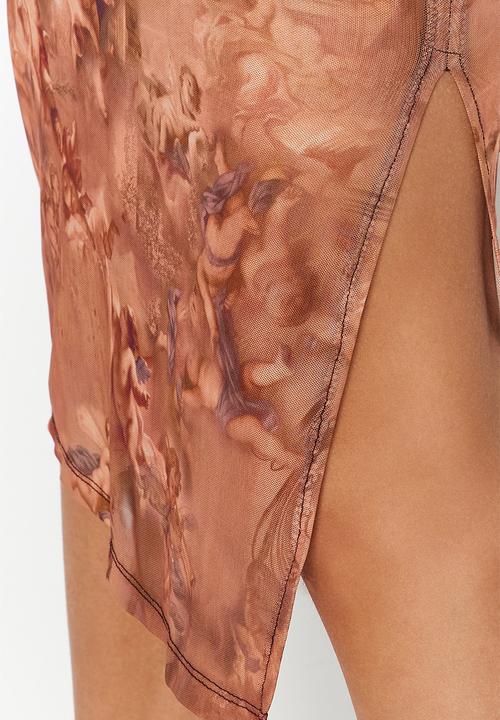 Trendyol - Graphic a-line dress - brown