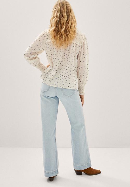 MANGO - Blouse smock - light beige