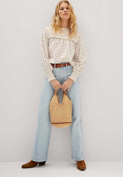 MANGO - Blouse smock - light beige