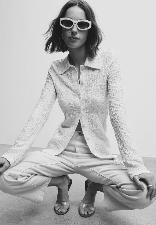 MANGO - Shirt crunchy - light beige