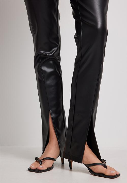 NA-KD - Front slit pu pants - black
