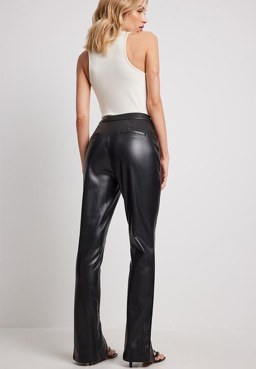 NA-KD - Front slit pu pants - black