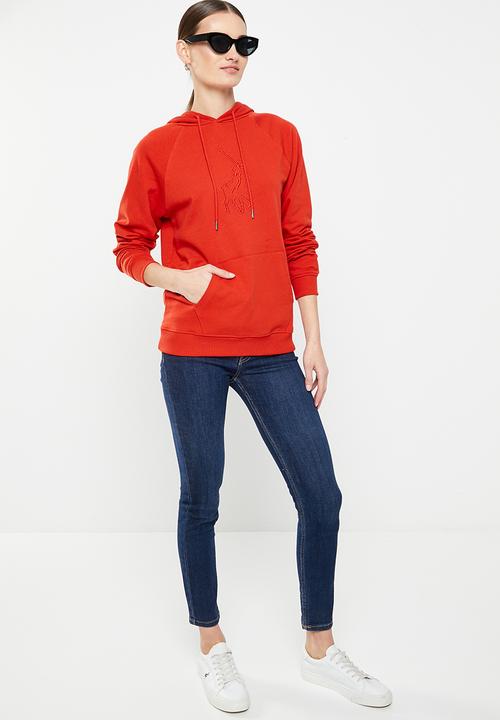 POLO - Wmn pony long sleeve hoodie - red