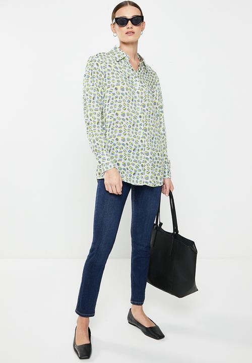 POLO - Wmn print long sleeve blouse - multi