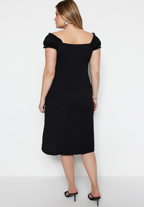 Trendyol - Plus off shoulder dress - black