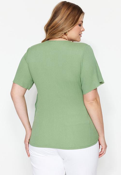 Trendyol - Plus wrap top - dark mint