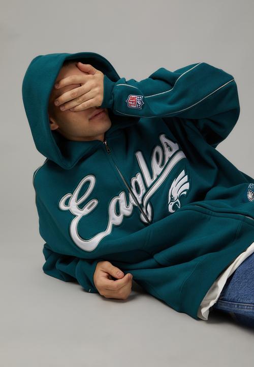 Cotton On - NFL baggy panelled zip thru hoodie - lcn nfl teal/eagles