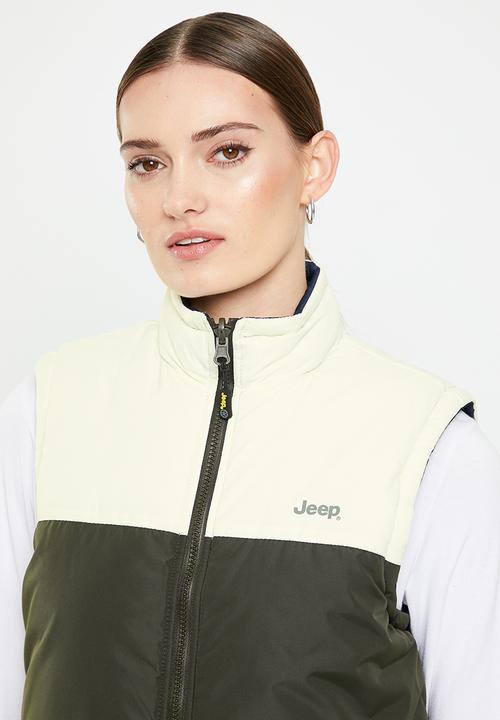JEEP - Sleeveless reversible puffer - olive