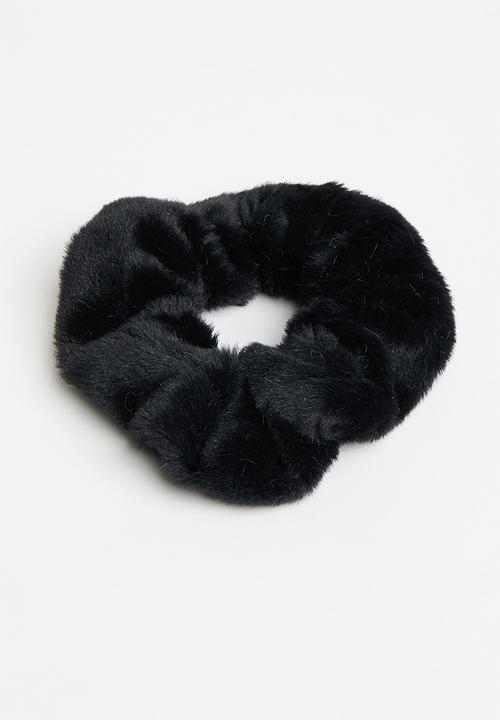 Pop Candy - 2 Pack faux fur scrunchies - blue & black