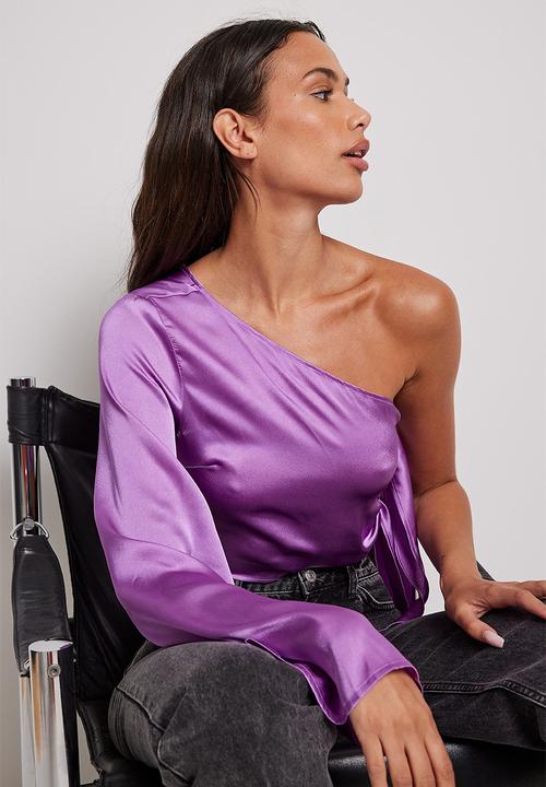 NA-KD - One shoulder trumpet sleeve blouse - purple