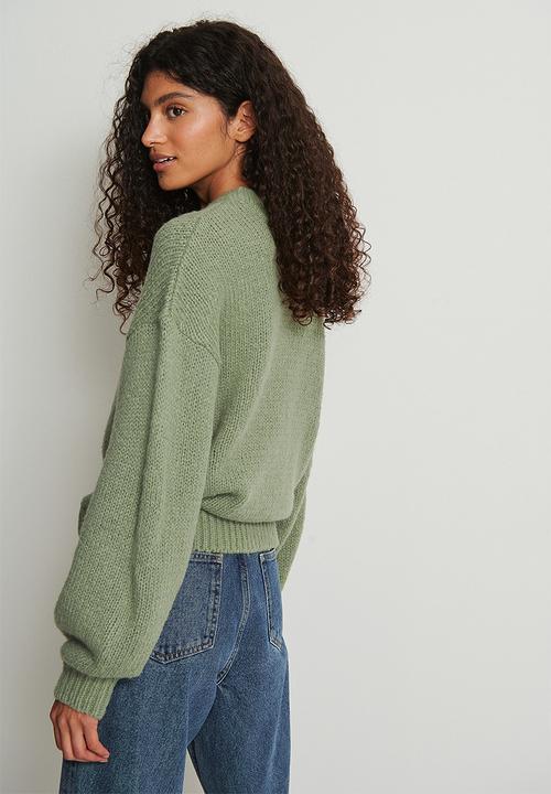 NA-KD - Round neck knitted sweater - green