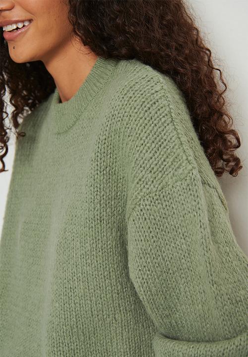 NA-KD - Round neck knitted sweater - green