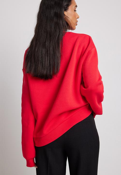 NA-KD - Oversized round neck sweatshirt - red