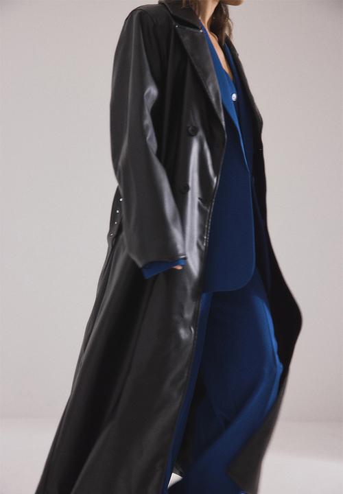 NA-KD - Shoulder padded pu coat - black