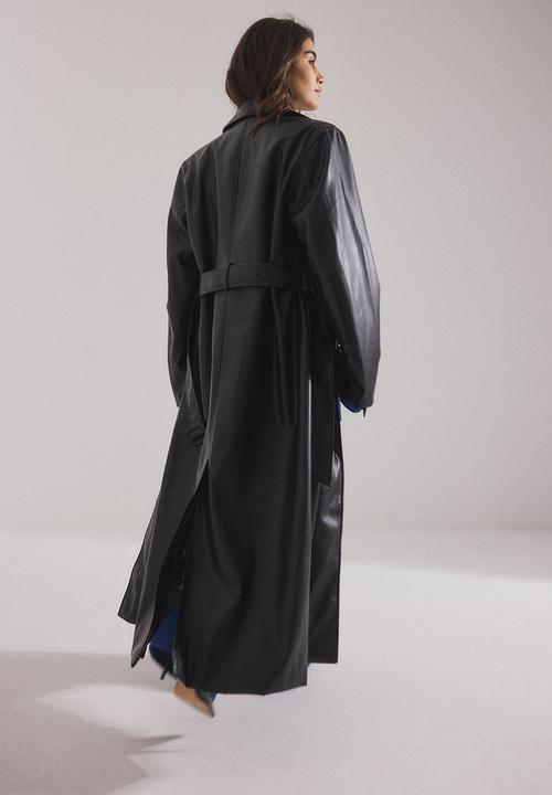 NA-KD - Shoulder padded pu coat - black