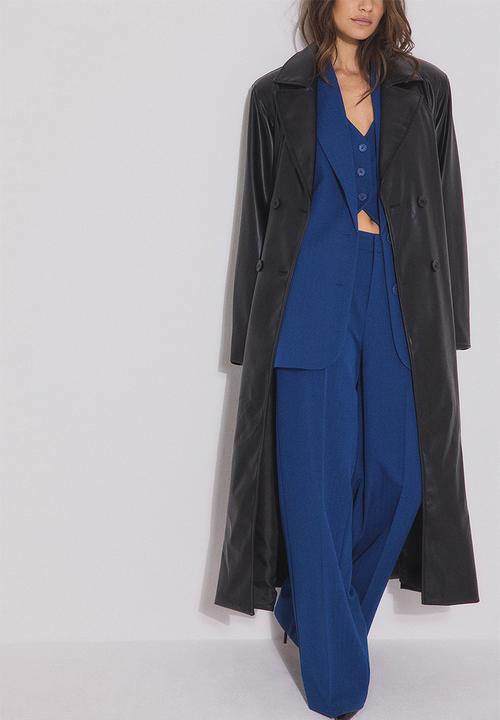 NA-KD - Shoulder padded pu coat - black