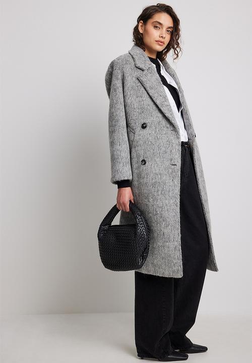 NA-KD - Wool blend double breasted coat - light grey