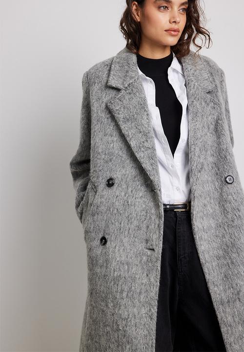 NA-KD - Wool blend double breasted coat - light grey