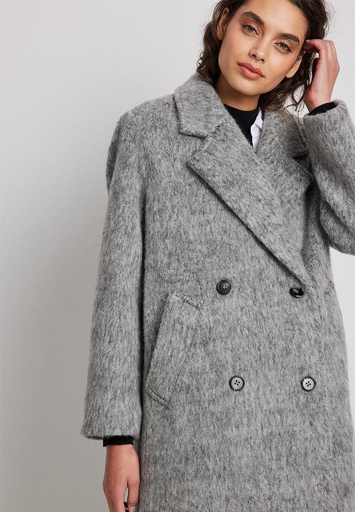 NA-KD - Wool blend double breasted coat - light grey