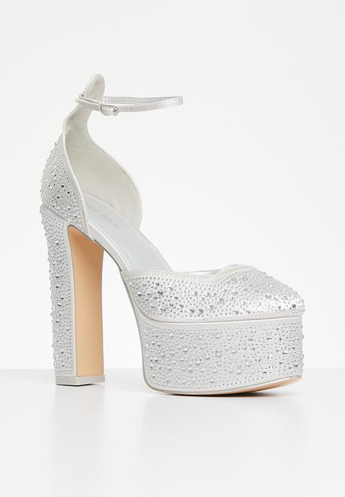 Public Desire - Effie closed toe platform block heel - silver