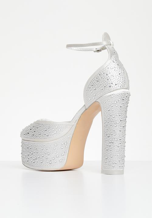 Public Desire - Effie closed toe platform block heel - silver