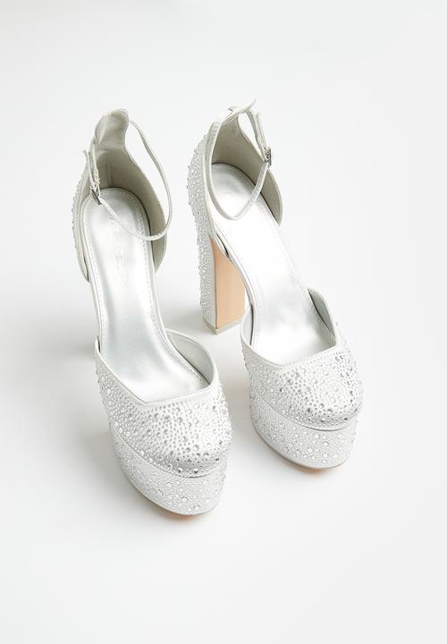 Public Desire - Effie closed toe platform block heel - silver