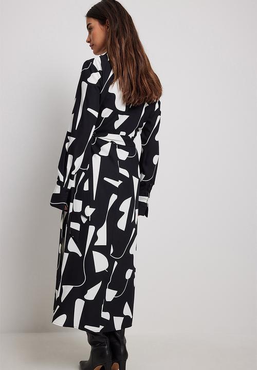 NA-KD - Wrap midi dress - black & white