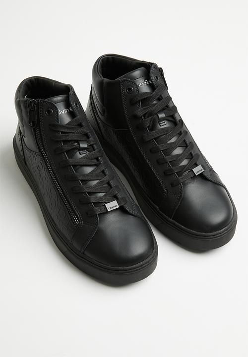 Calvin Klein - High top lace up w/zip mono - black