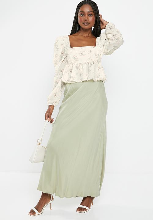 Glamorous - Floral puff sleeve blouse - off white