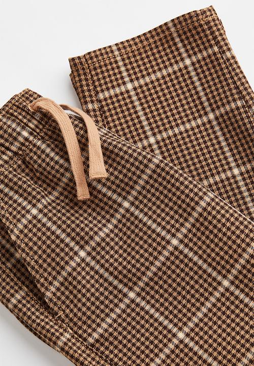 H&M - Relaxed fit pull-on trousers - light brown/checked