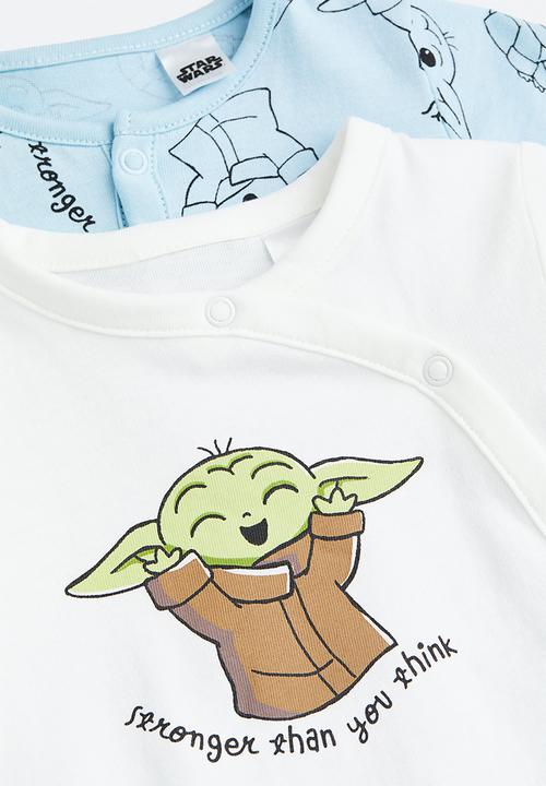 H&M - 2-pack printed cotton all-in-one pyjamas - white/the mandalorian
