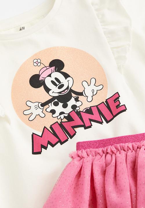 H&M - 2-piece printed set - white/minnie mouse