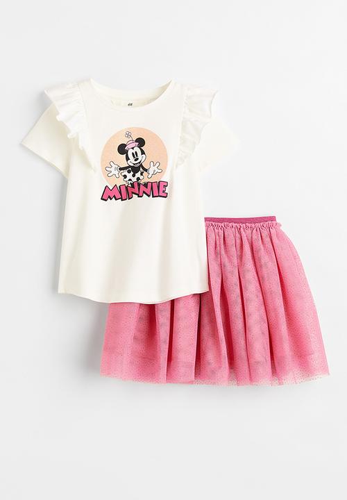 H&M - 2-piece printed set - white/minnie mouse