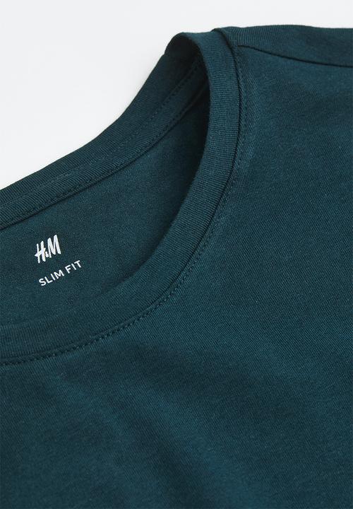 H&M - Slim fit round-necked t-shirt - forest green