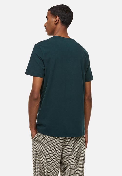 H&M - Slim fit round-necked t-shirt - forest green