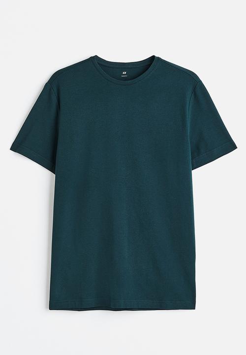 H&M - Slim fit round-necked t-shirt - forest green