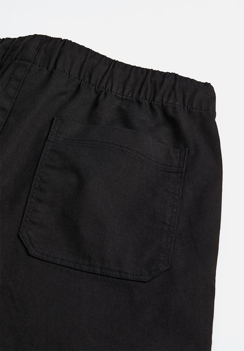 H&M - Regular fit cotton twill pull-on trousers - black