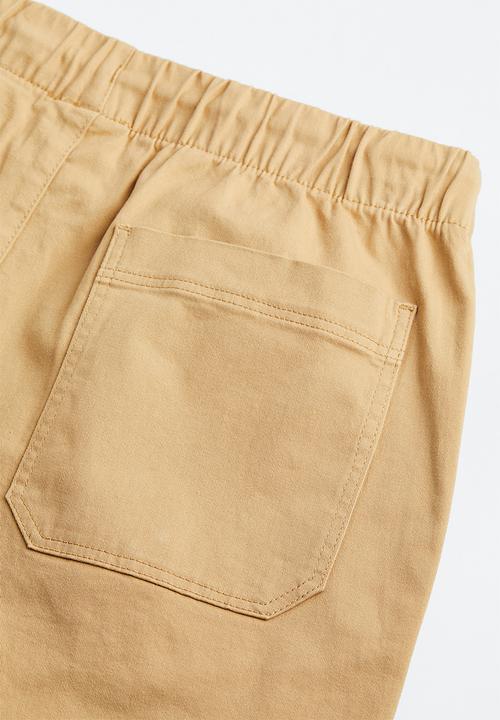 H&M - Regular fit cotton twill pull-on trousers - beige