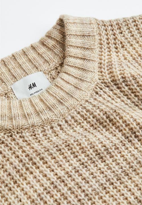 H&M - Relaxed fit rib-knit jumper - beige/striped