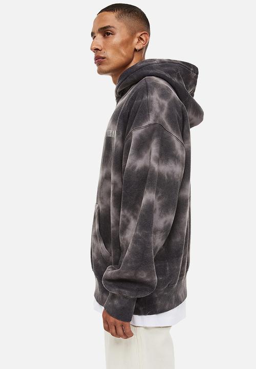 H&M - Oversized fit printed hoodie - dark grey/nirvana