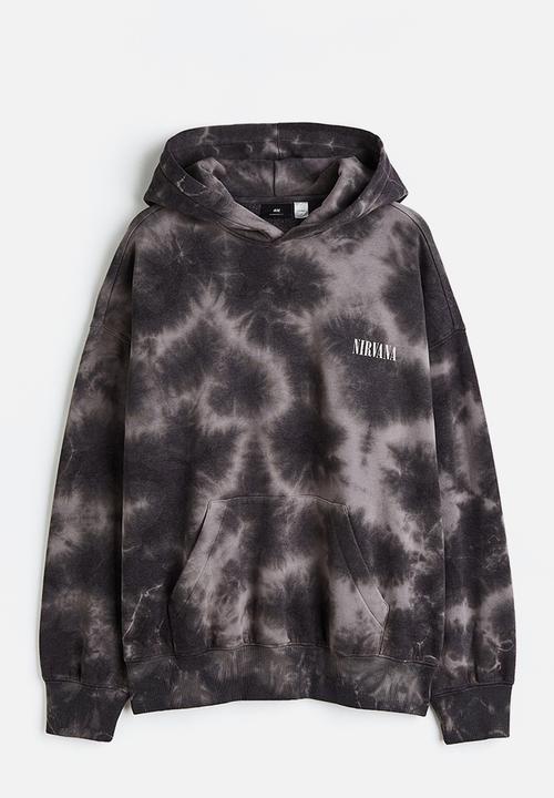 H&M - Oversized fit printed hoodie - dark grey/nirvana