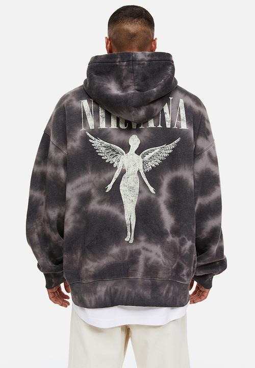 H&M - Oversized fit printed hoodie - dark grey/nirvana