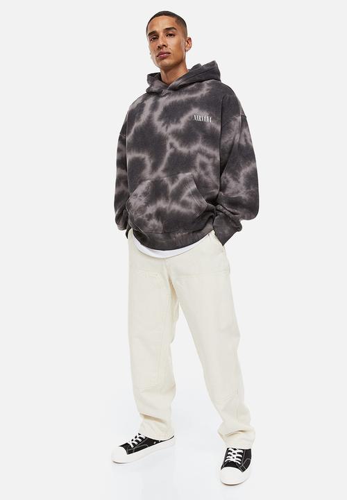 H&M - Oversized fit printed hoodie - dark grey/nirvana