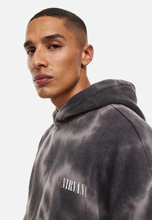 H&M - Oversized fit printed hoodie - dark grey/nirvana