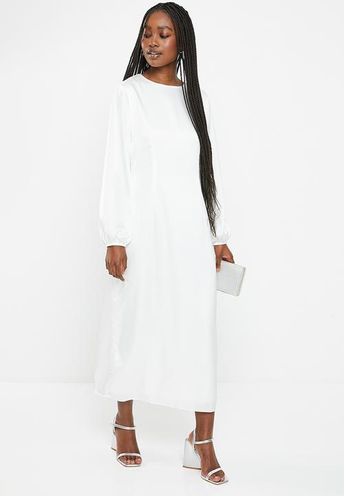 Glamorous - Lantern sleeve midi dress - white