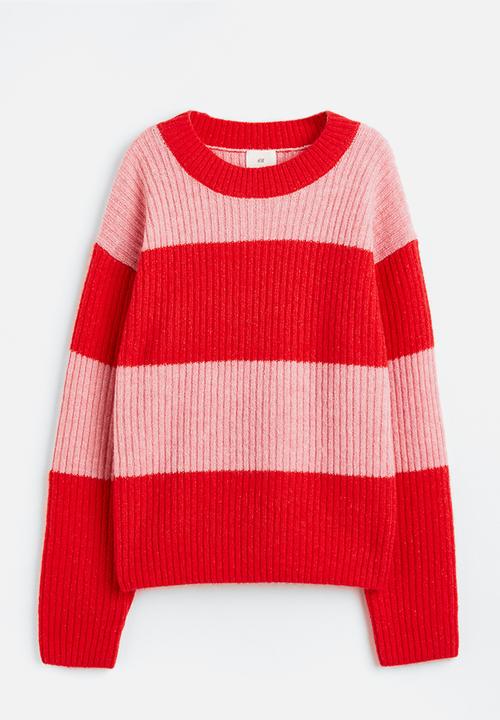 H&M - Rib-knit jumper - red/striped