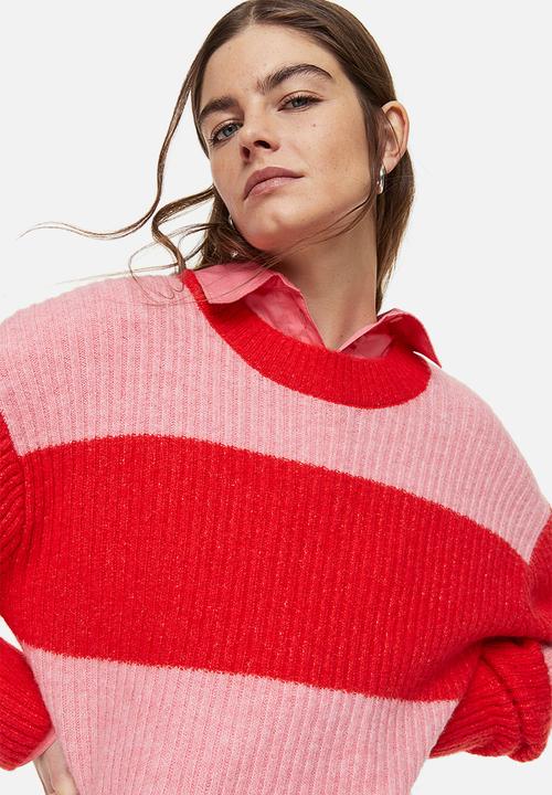 H&M - Rib-knit jumper - red/striped